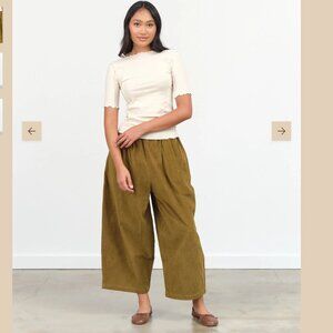 Black Crane Olive Corduroy Wide Pant NWT XS